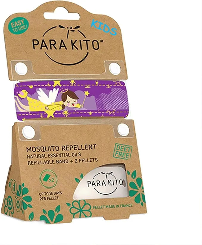 PARA'KITO Bug & Mosquito Bracelets for Kids | Mosquito Spray Alternative | Waterproof, Outdoor Insect Wristband w/Natural Essential Oils | Hiking, Trekking & Camping Accessories (Angel)