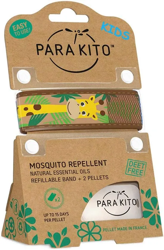 PARA'KITO Bug & Mosquito Bracelets for Kids | Mosquito Spray Alternative | Waterproof, Outdoor Insect Wristband w/Natural Essential Oils | Hiking, Trekking & Camping Accessories (Giraffe)