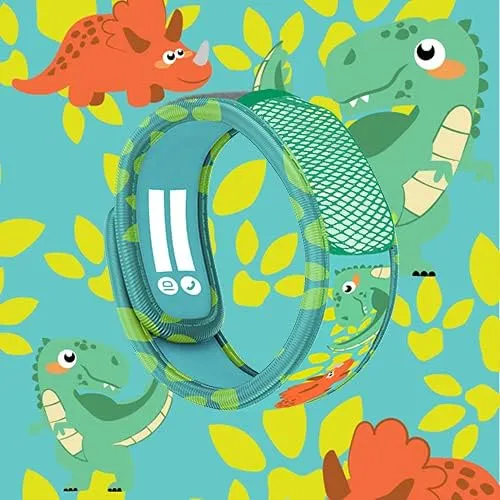 PARA'KITO Bug & Mosquito Bracelets for Kids | Mosquito Spray Alternative | Waterproof, Outdoor Insect Wristband w/Natural Essential Oils | Hiking, Trekking & Camping Accessories (Green Dinosaur)