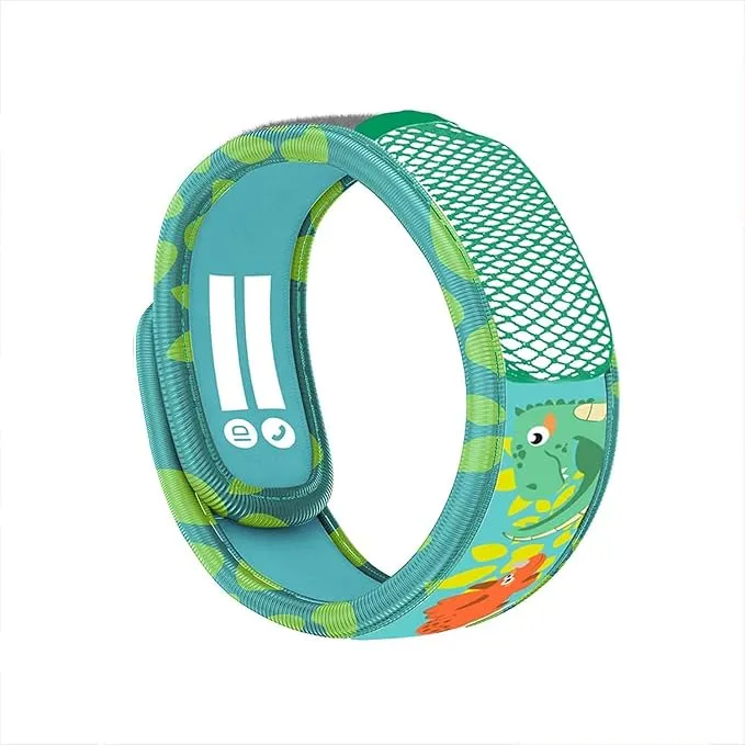 PARA'KITO Bug & Mosquito Bracelets for Kids | Mosquito Spray Alternative | Waterproof, Outdoor Insect Wristband w/Natural Essential Oils | Hiking, Trekking & Camping Accessories (Green Dinosaur)