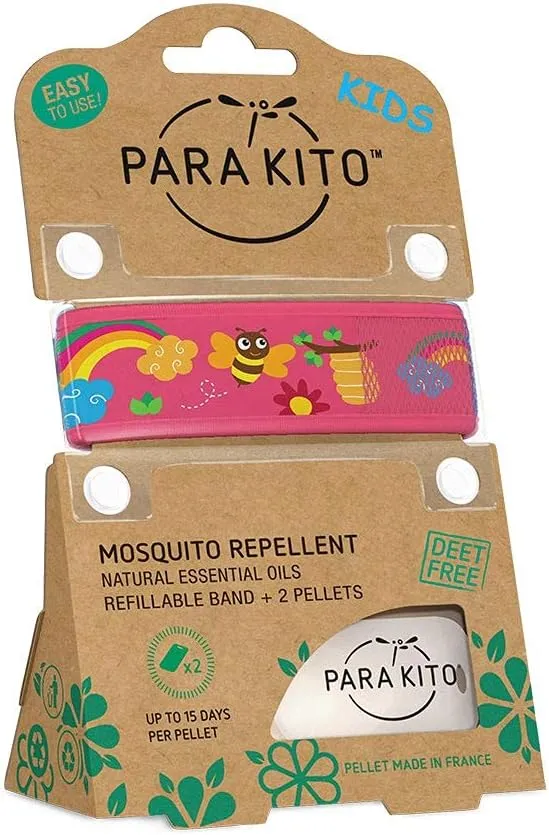 PARA'KITO Bug & Mosquito Bracelets for Kids | Mosquito Spray Alternative | Waterproof, Outdoor Insect Wristband w/Natural Essential Oils | Hiking, Trekking & Camping Accessories (Honey Bee)