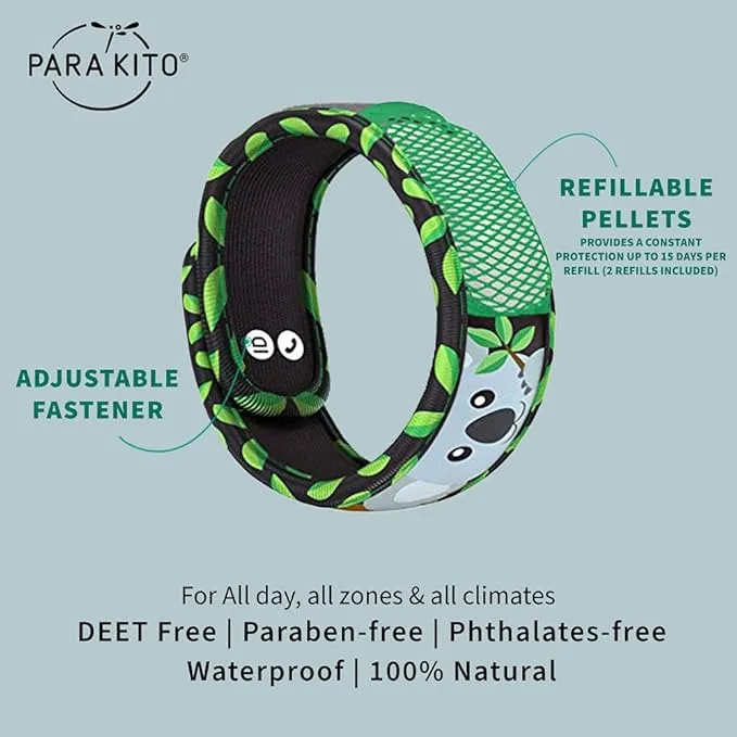 PARA'KITO Bug & Mosquito Bracelets for Kids | Mosquito Spray Alternative | Waterproof, Outdoor Insect Wristband w/Natural Essential Oils | Hiking, Trekking & Camping Accessories (Koala)