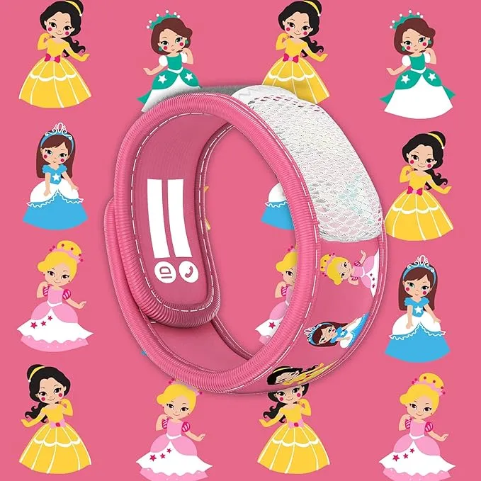 PARA'KITO Bug & Mosquito Bracelets for Kids | Mosquito Spray Alternative | Waterproof, Outdoor Insect Wristband w/Natural Essential Oils | Hiking, Trekking & Camping Accessories (Princess)