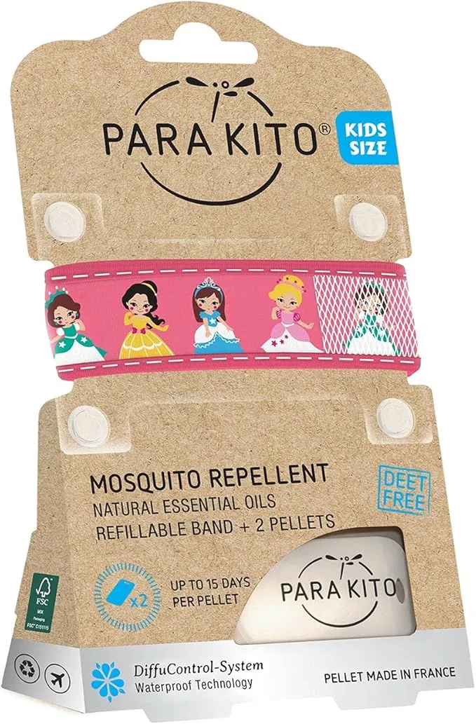 PARA'KITO Bug & Mosquito Bracelets for Kids | Mosquito Spray Alternative | Waterproof, Outdoor Insect Wristband w/Natural Essential Oils | Hiking, Trekking & Camping Accessories (Princess)