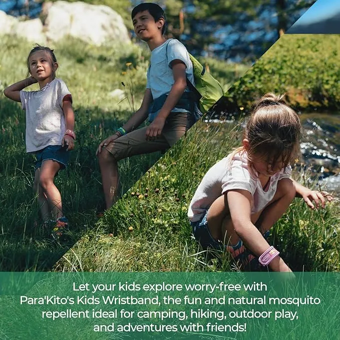 PARA'KITO Bug & Mosquito Bracelets for Kids | Mosquito Spray Alternative | Waterproof, Outdoor Insect Wristband w/Natural Essential Oils | Hiking, Trekking & Camping Accessories (Princess)