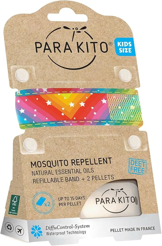 PARA'KITO Bug & Mosquito Bracelets for Kids | Mosquito Spray Alternative | Waterproof, Outdoor Insect Wristband w/Natural Essential Oils | Hiking, Trekking & Camping Accessories (Rainbow)