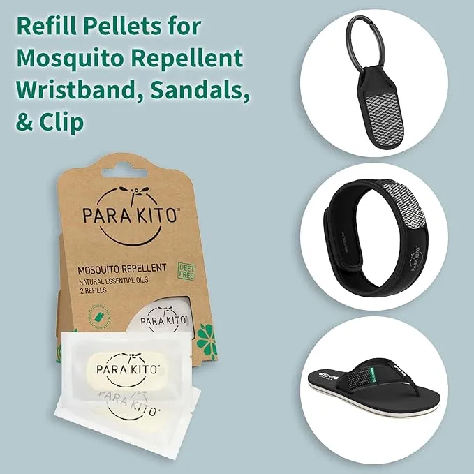 PARA'KITO Refill Pellets for Mosquito Repellent Bracelets, Mosquito Pellets with Citronella Oil, Peppermint Oils, Hiking & Camping Accessories, 2 Refills (15 Days Each)