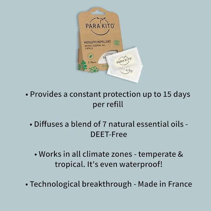 PARA'KITO Refill Pellets for Mosquito Repellent Bracelets, Mosquito Pellets with Citronella Oil, Peppermint Oils, Hiking & Camping Accessories, 2 Refills (15 Days Each)