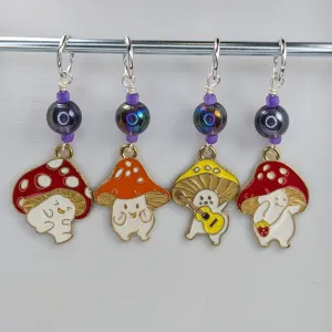 Party of Fungi and Fungal Stitch Markers & Earrings