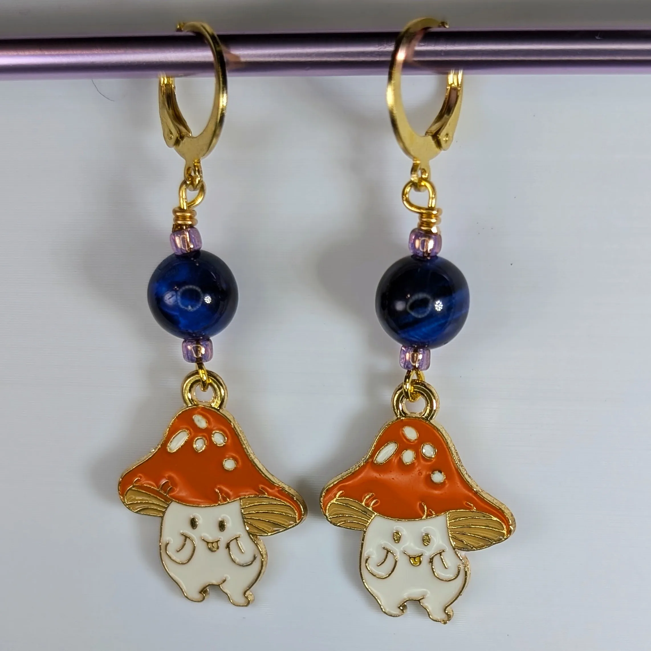 Party of Fungi and Fungal Stitch Markers & Earrings
