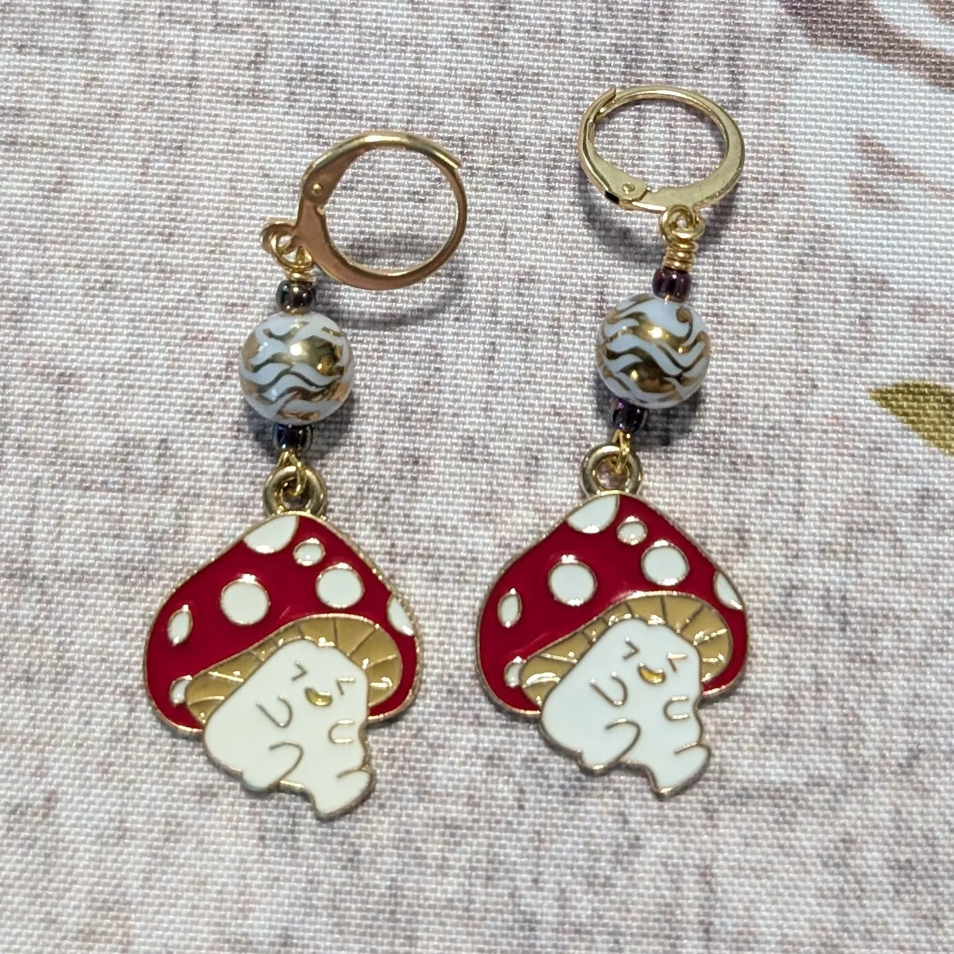 Party of Fungi and Fungal Stitch Markers & Earrings