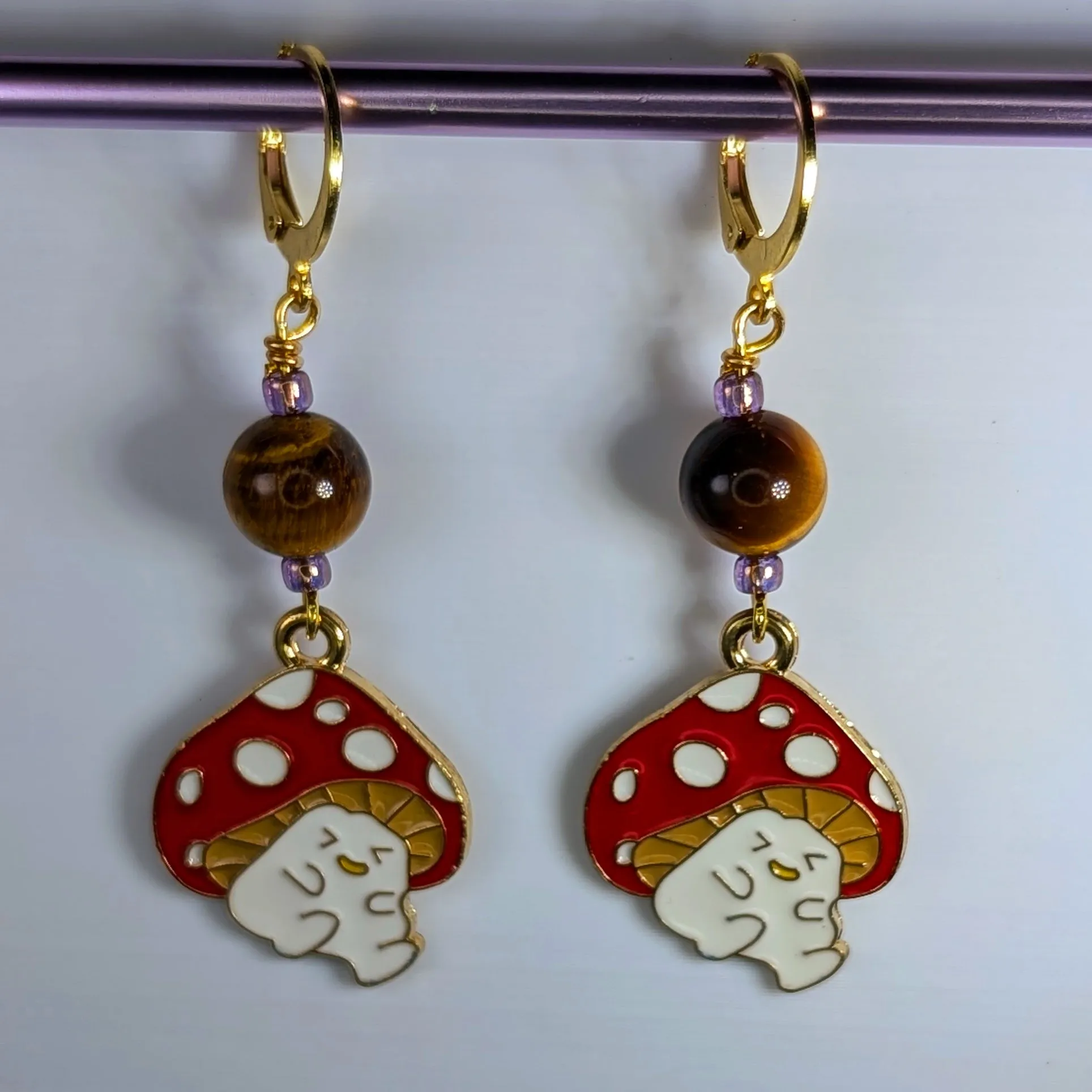 Party of Fungi and Fungal Stitch Markers & Earrings