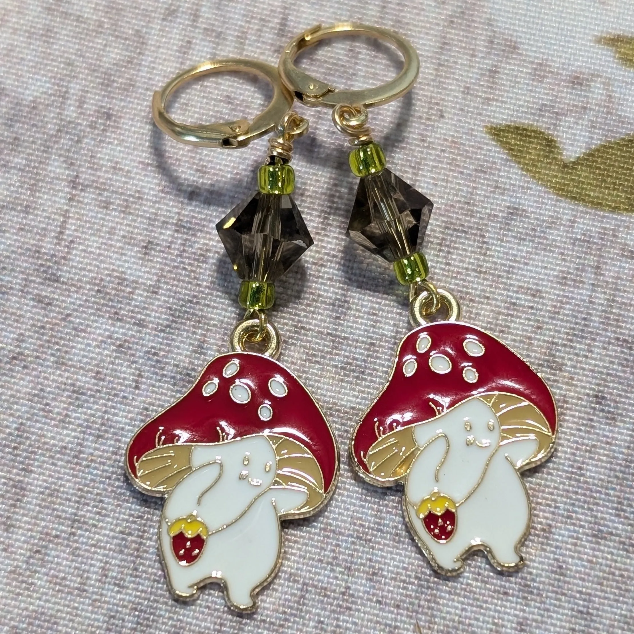 Party of Fungi and Fungal Stitch Markers & Earrings