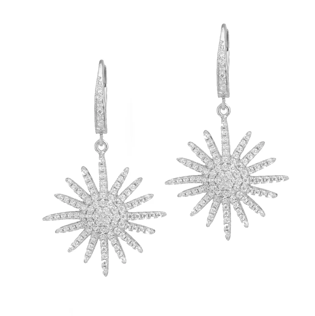 Pave Starburst Drop Earrings