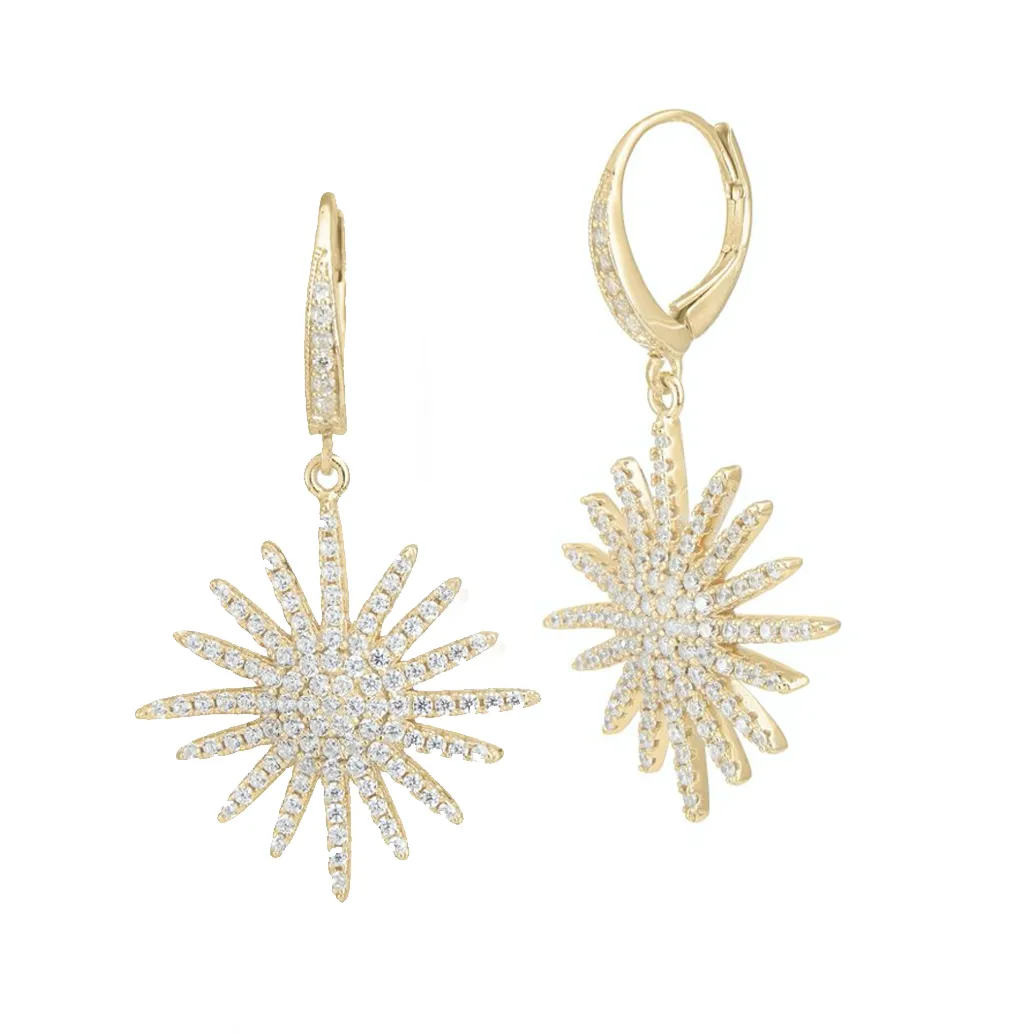 Pave Starburst Drop Earrings