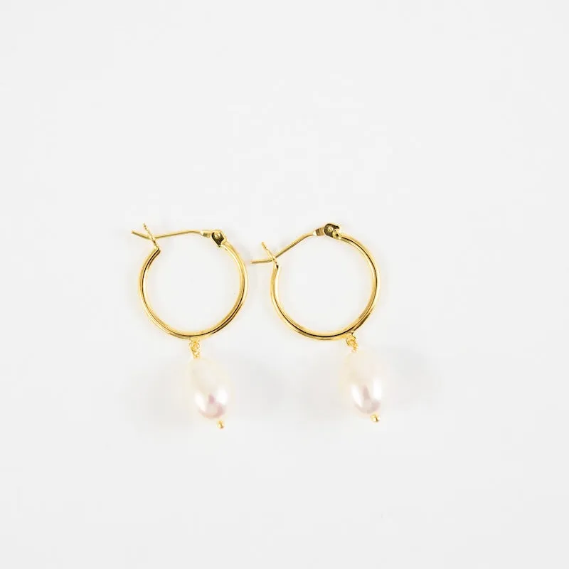 Pearl 14K Gold Vermeil Hoops