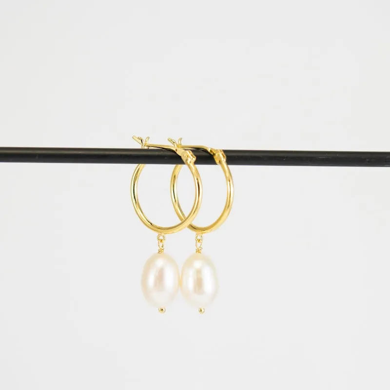 Pearl 14K Gold Vermeil Hoops