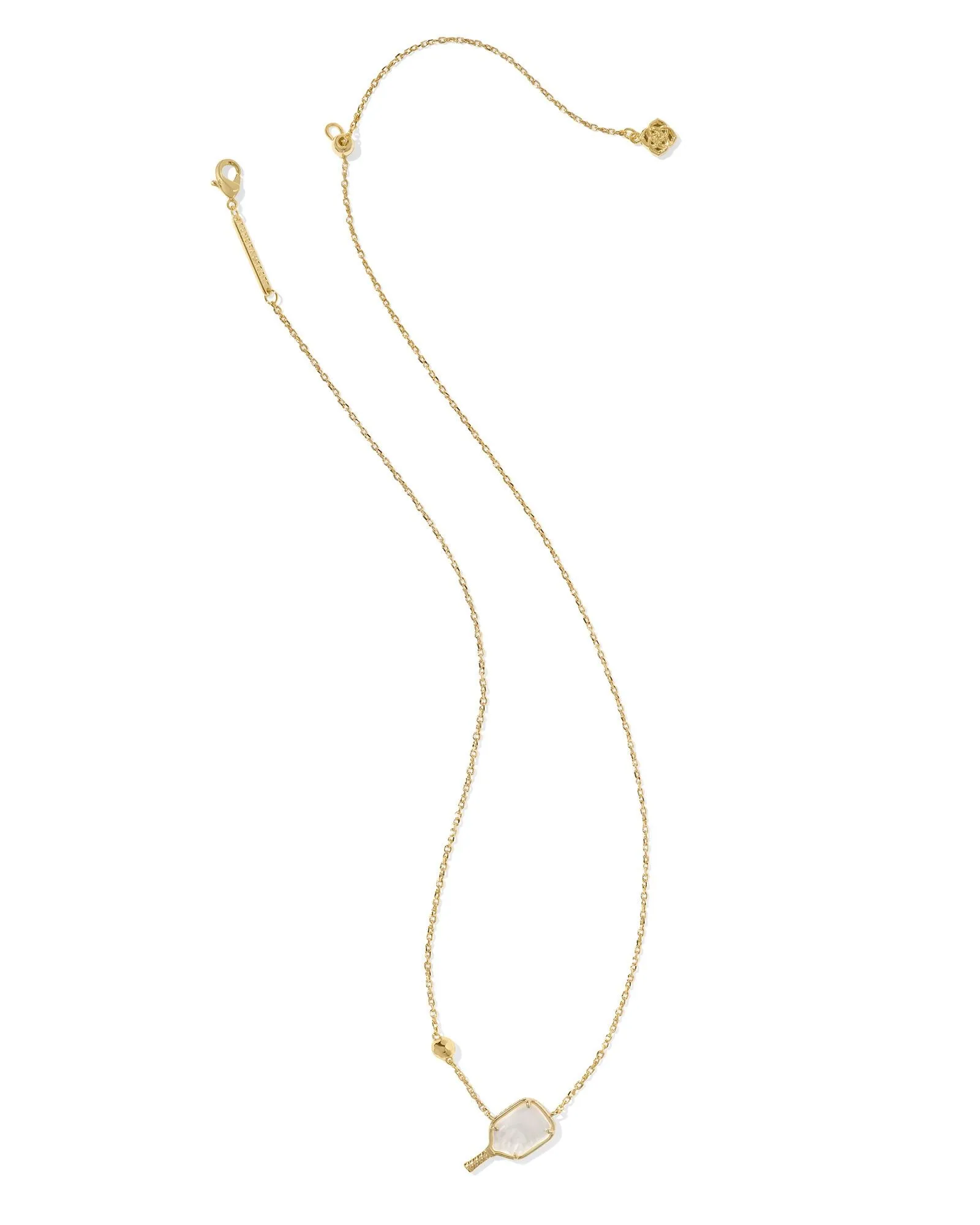 PICKLEBALL SHORT PENDANT NECKLACE GOLD IVORY MOTHER OF PEARL