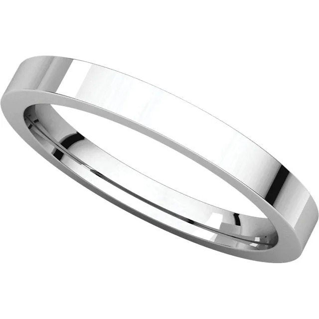Platinum 2.5mm Flat Comfort Fit Wedding Band, Size 7