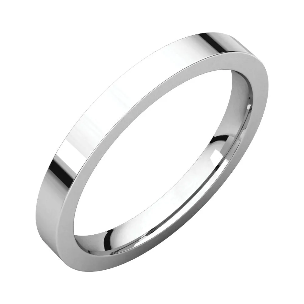 Platinum 2.5mm Flat Comfort Fit Wedding Band, Size 7