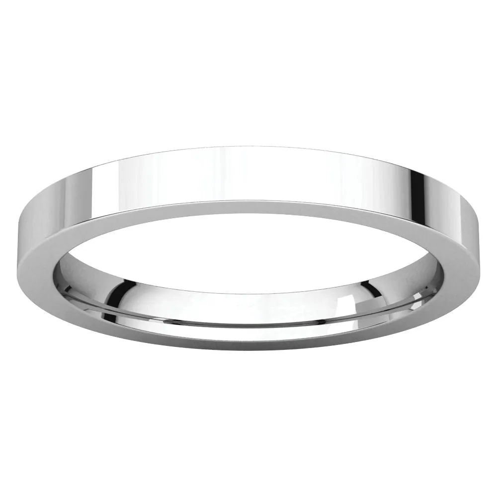 Platinum 2.5mm Flat Comfort Fit Wedding Band, Size 7