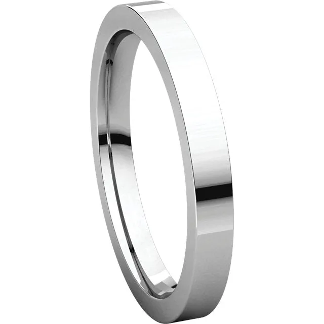 Platinum 2.5mm Flat Comfort Fit Wedding Band, Size 7