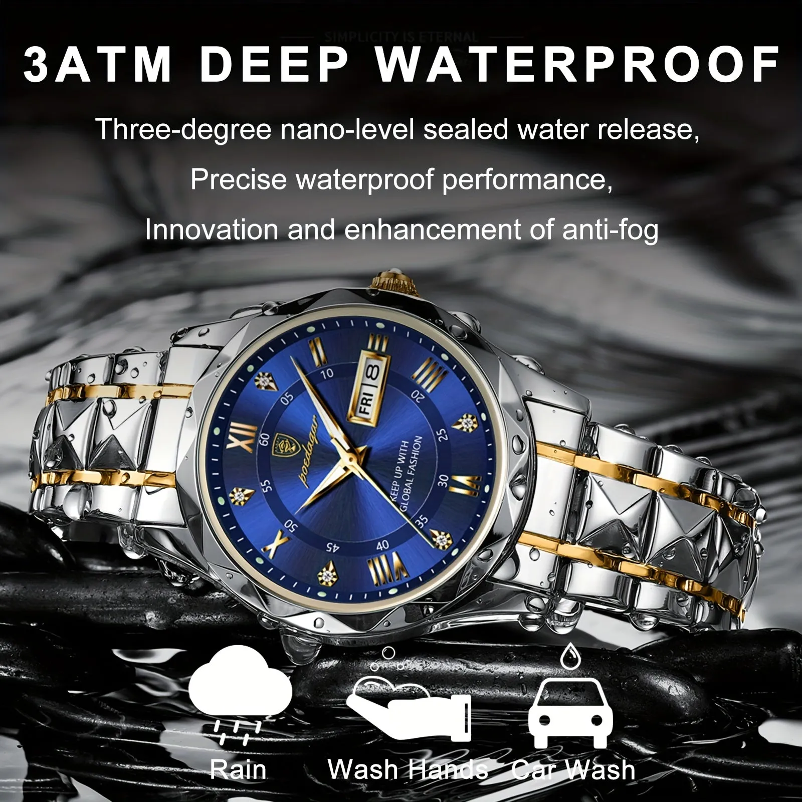 POEDAGAR Luxury Mens Quartz Watch