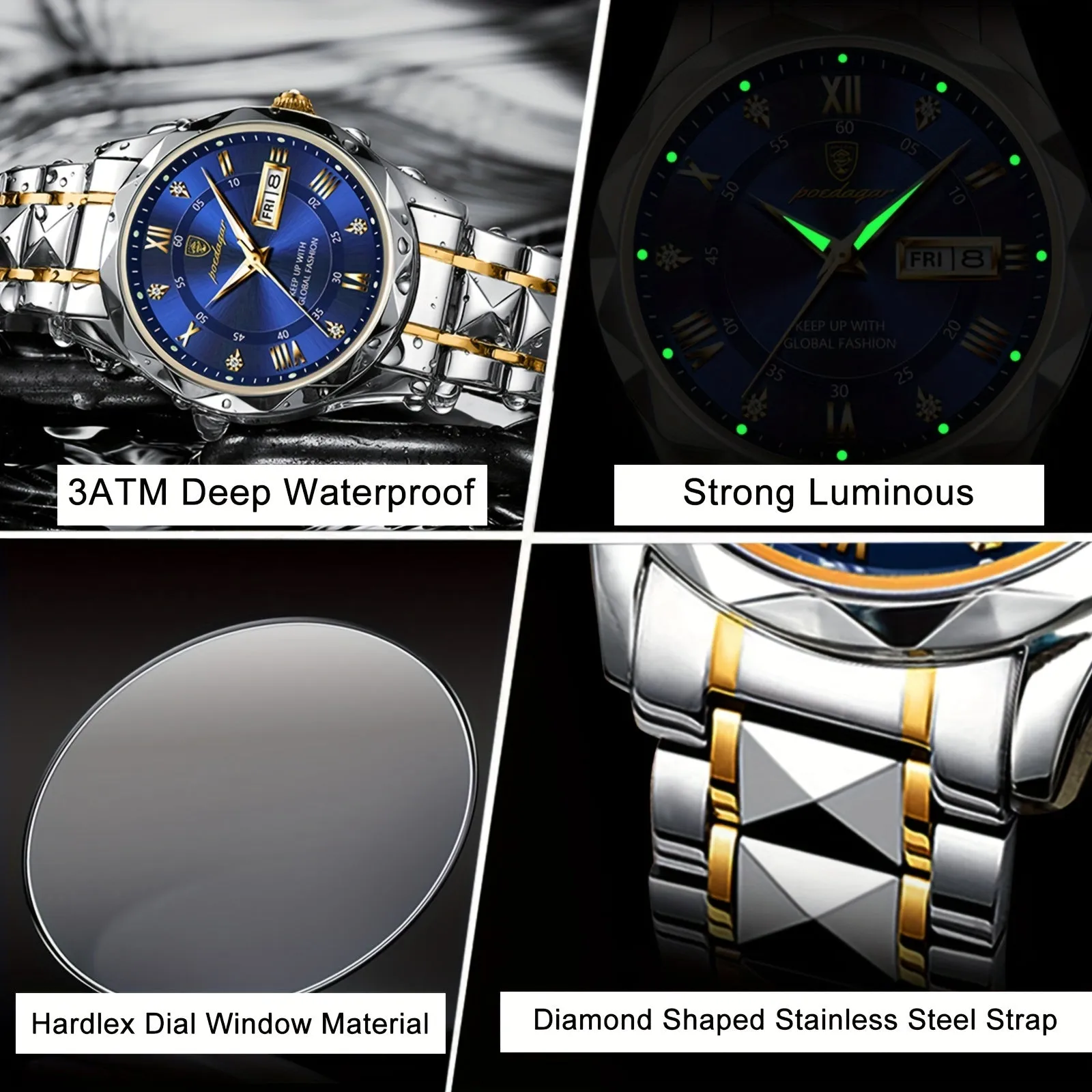 POEDAGAR Luxury Mens Quartz Watch
