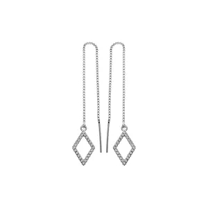 Pull-through earrings with CZ open diamond