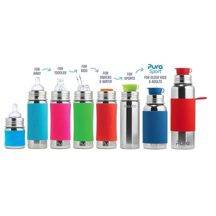 Pura 11oz Toddler Stainless Steel Bottle (Sippy /  Aqua Sleeves)