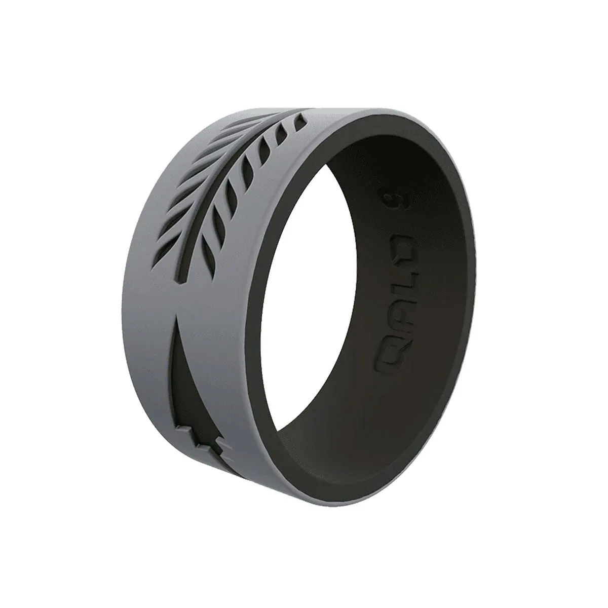 QALO Men's Strata Grey and Black Arrow Silicone Ring