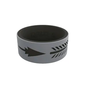 QALO Men's Strata Grey and Black Arrow Silicone Ring
