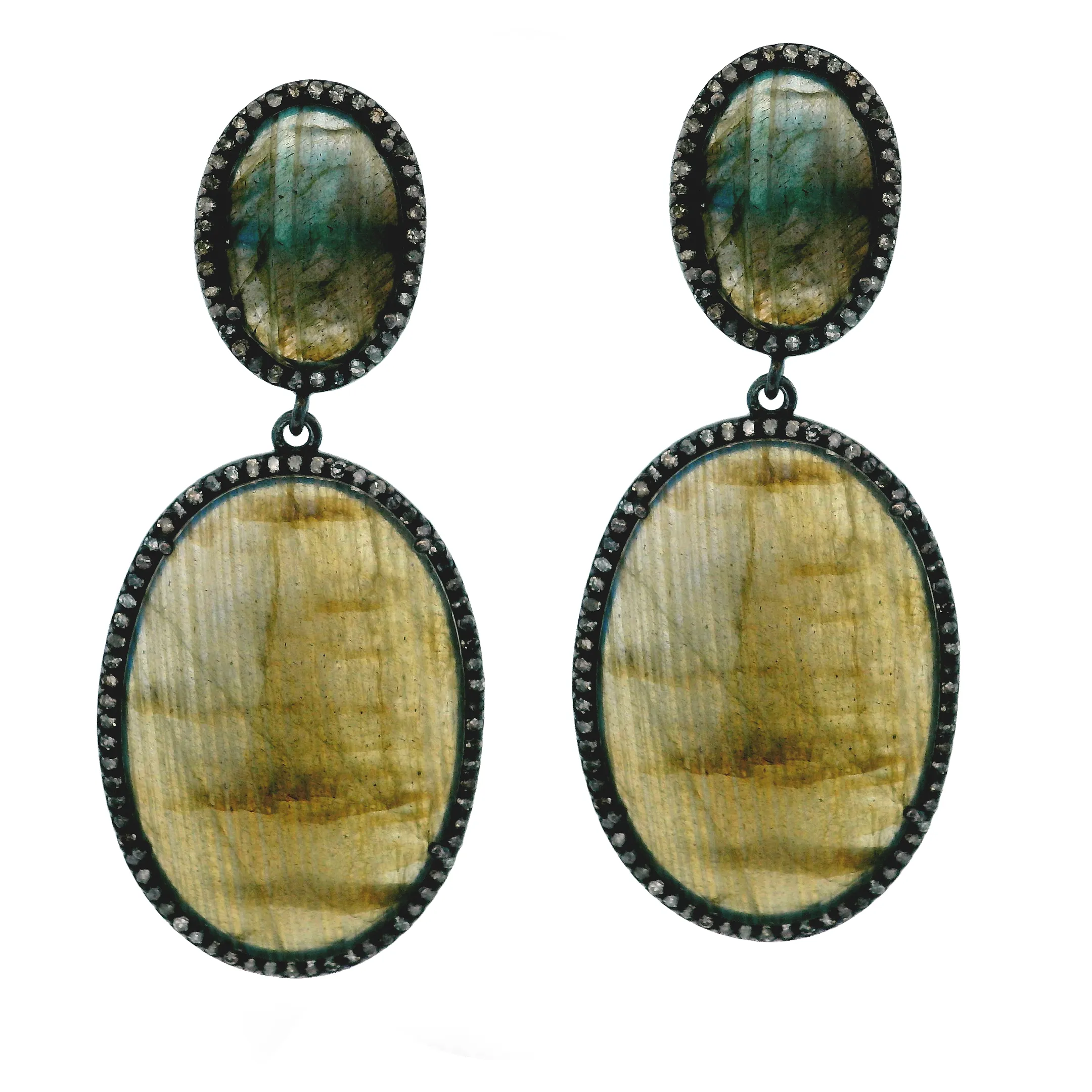 Quartz Slice & Diamond Drop Earring