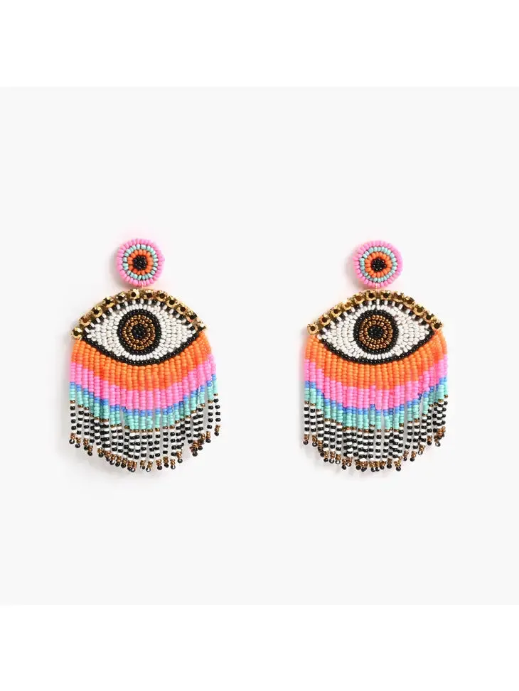 Rainbow Evil Eye Earrings
