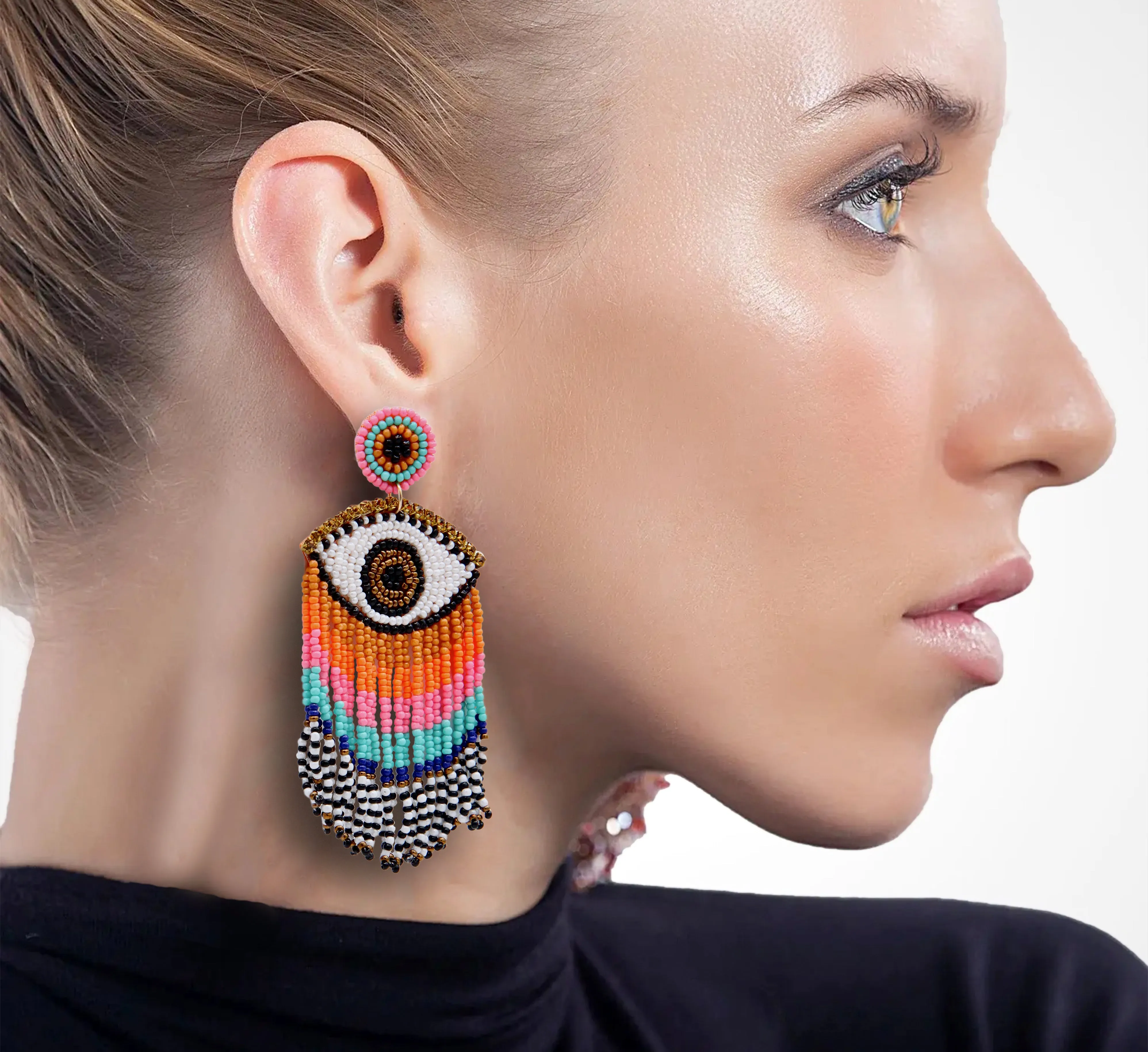 Rainbow Evil Eye Earrings