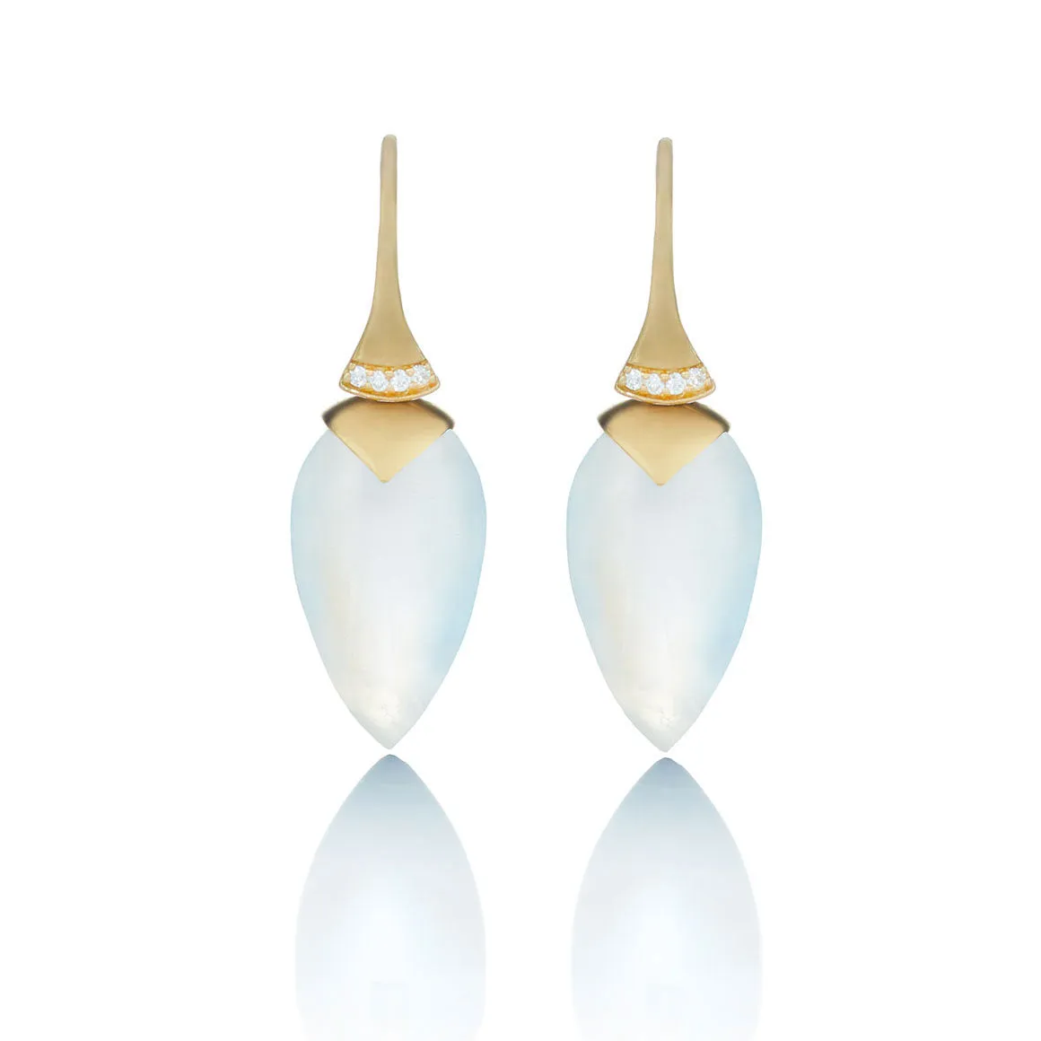 Rainbow moonstone plumb drop earrings