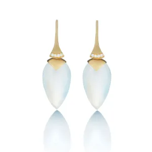 Rainbow moonstone plumb drop earrings