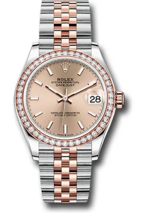 Rolex Steel and Everose Gold Datejust 31 Watch - 46 Diamond Bezel - RosŽ Index Dial - Jubilee Bracelet - 278381RBR roij
