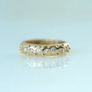 Romanesque Stack Ring with diamonds comfort fit