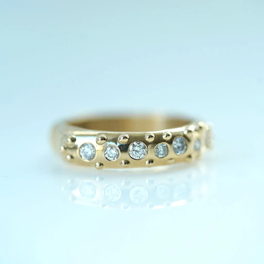 Romanesque Stack Ring with diamonds comfort fit