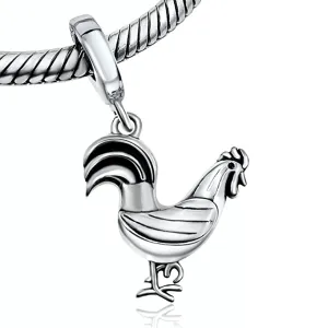 Rooster Chicken Silver Dangle