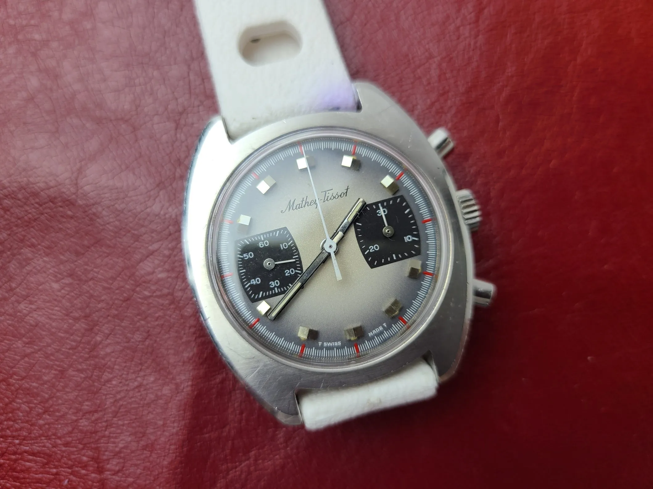 Serviced VINTAGE Rare Mathey Tissot Chronograph Watch Valjoux 236 36mm Panda