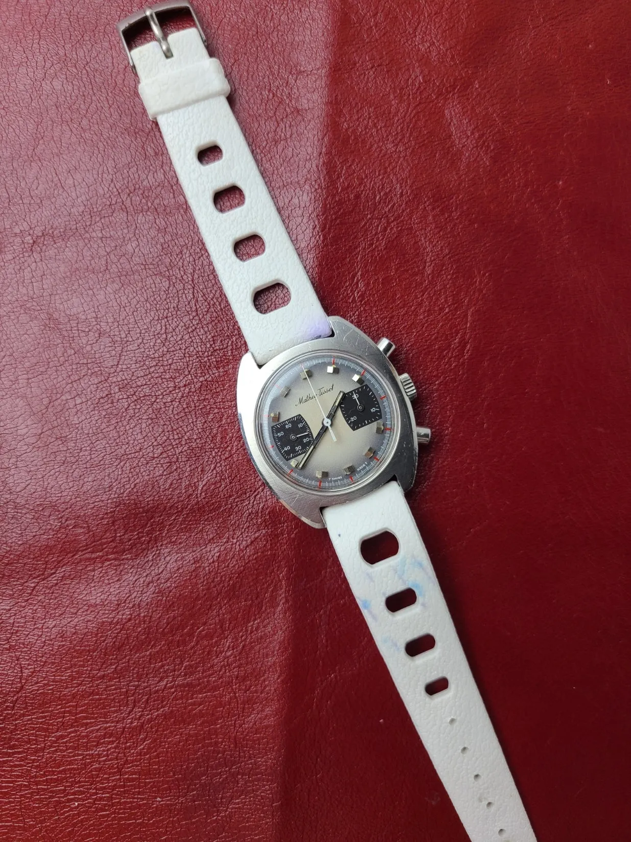 Serviced VINTAGE Rare Mathey Tissot Chronograph Watch Valjoux 236 36mm Panda
