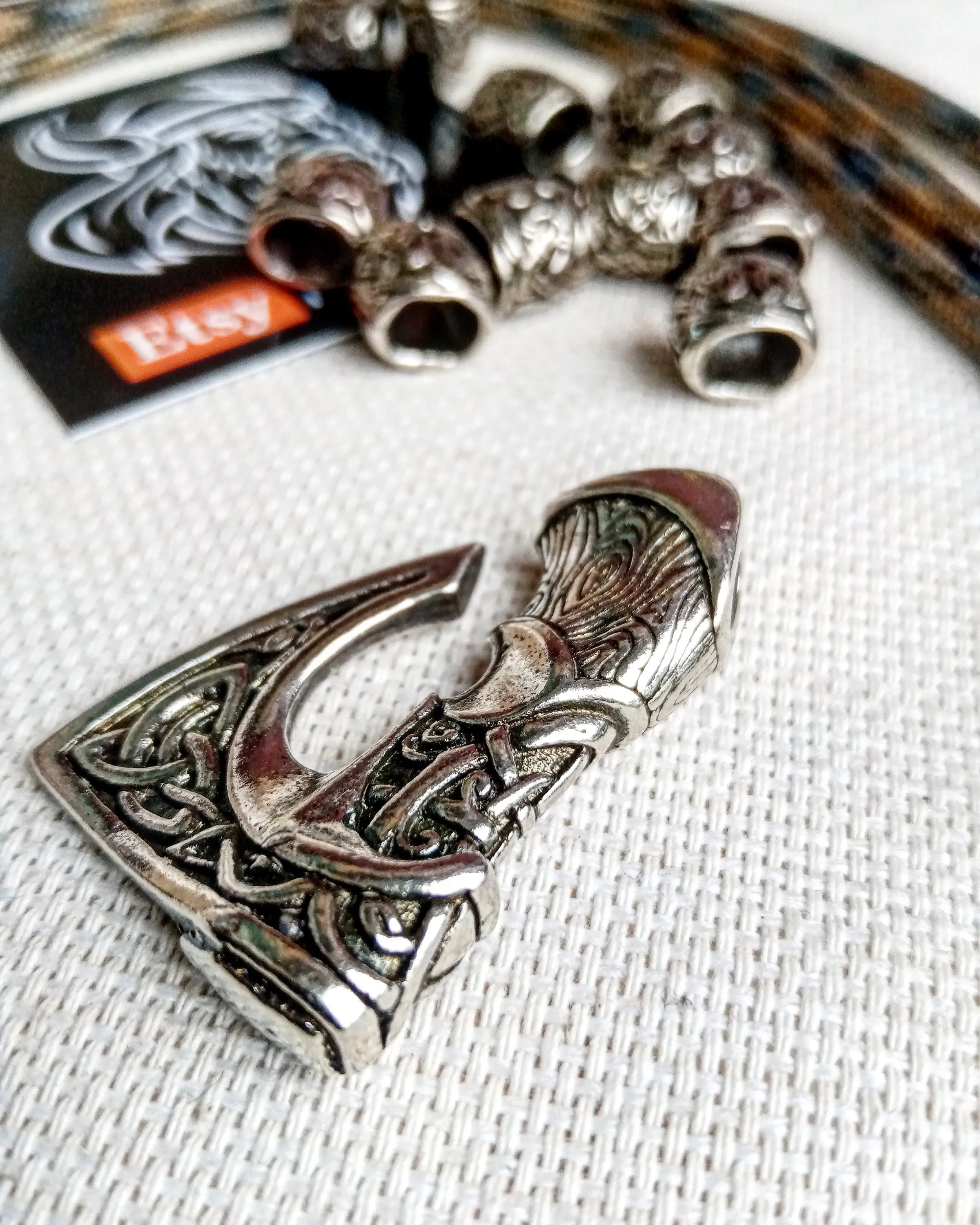 Set for weaving a bracelet from paracord.  DIY gift.  Do it yourself. Celtic  bracelet  with a paracord, clasp ax.  Viking style.