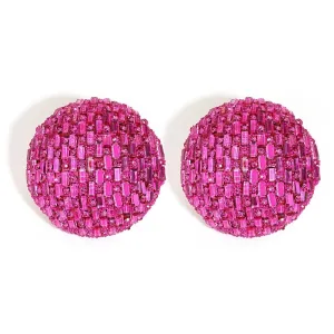 Shiny Full Rhinestone Ball Drop Earrings Women Luxury Geometry Wedding Jewelry