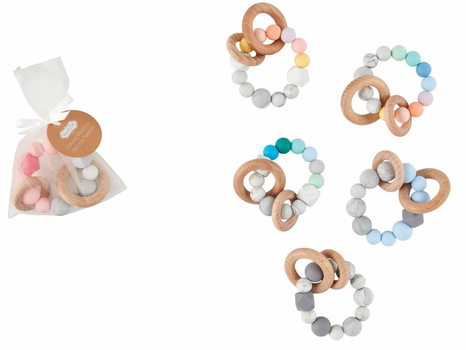 Silicone & Wood Teether (6 Colors)