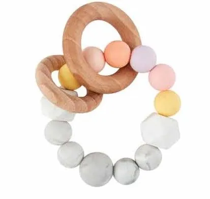 Silicone & Wood Teether (6 Colors)