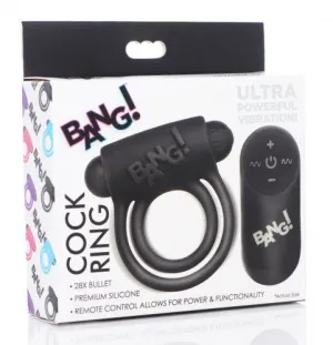 Silicone  Ring and Bullet With Remote  Control - Black