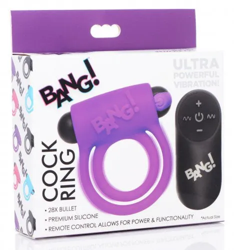 Silicone  Ring and Bullet With Remote Control - Purple