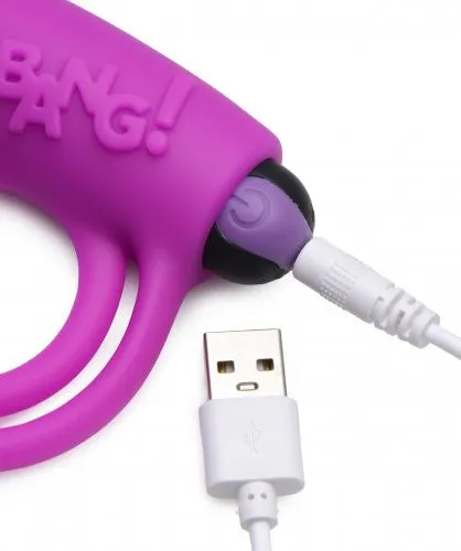Silicone  Ring and Bullet With Remote Control - Purple